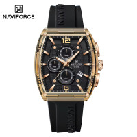 NAVIFORCE NF6101 Silicone Strap Casual Fashion Outdoor Sports Luminous Chronograph Dial Quartz Watch For Men - RoseGold & Black (RoseGold Body)